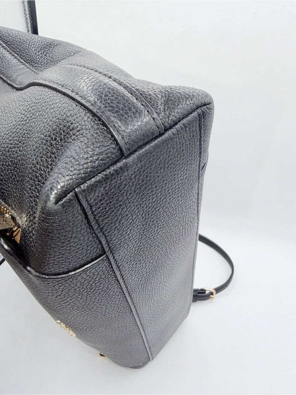 Coach Black Pebbled Leather Shoulder Bag with Detachable Strap